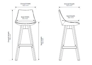 OL Luna Oak Timber Leg White Shell Barstool thumbnail 2