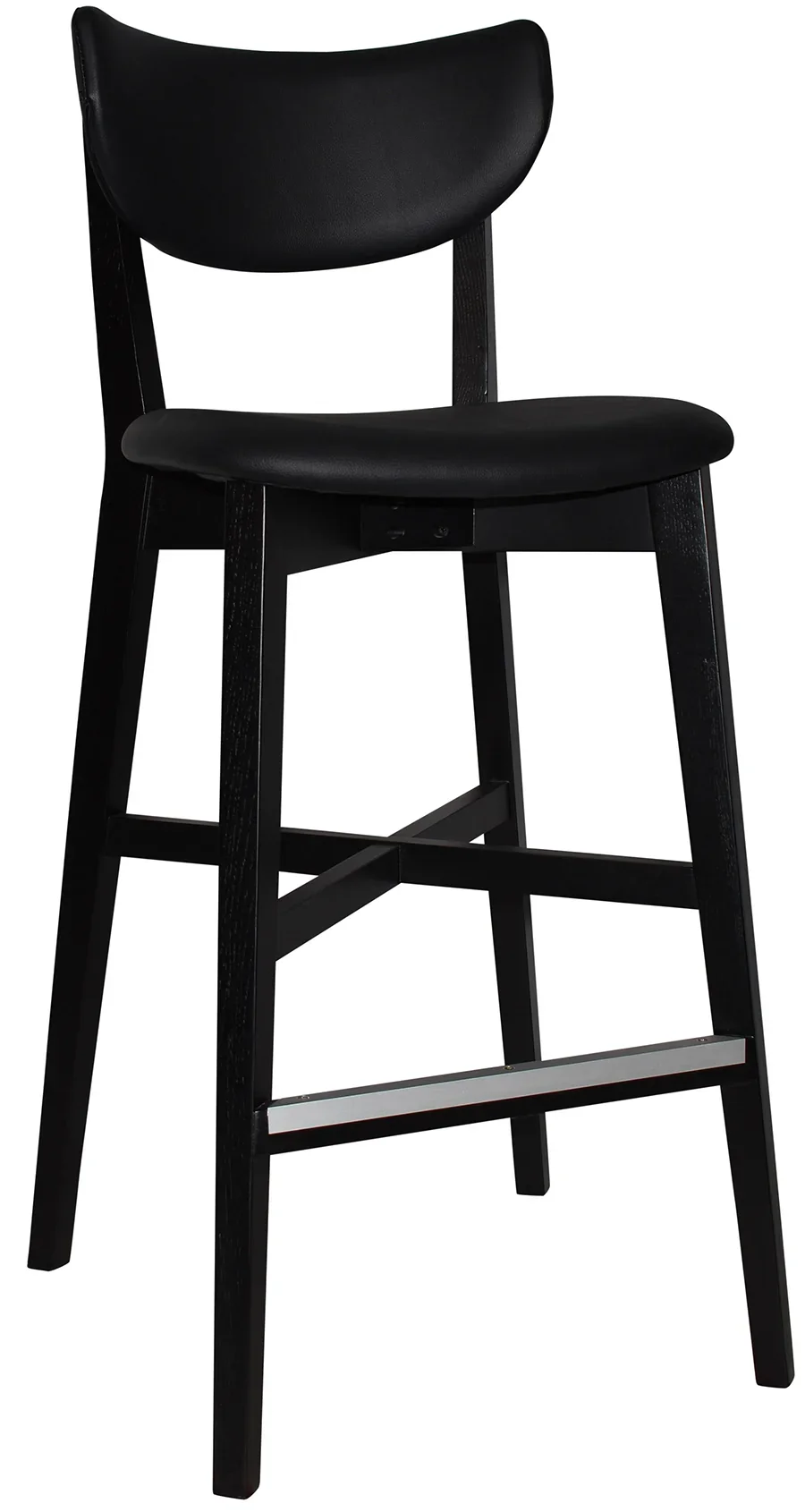 EZ Rialto Solid Timber Framed Black Vinyl Seat and Back Barstool