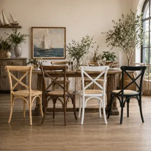 MF Cross Back Solid Timber Rattan Seat Dining Chair thumbnail 8