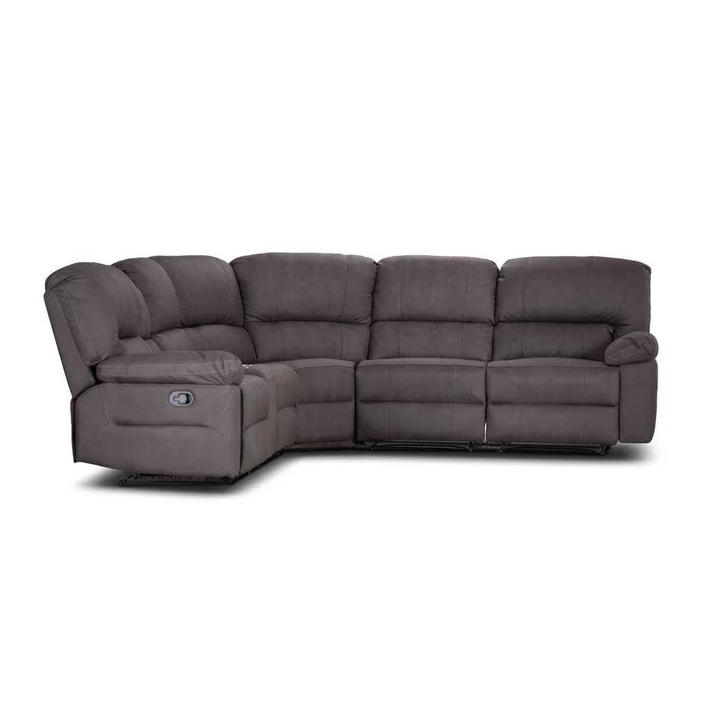 VI Jersey Fabric Upholstered 5 Seater Corner Modular Recliner Lounge