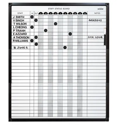 VC Magnetic Staff Status Board