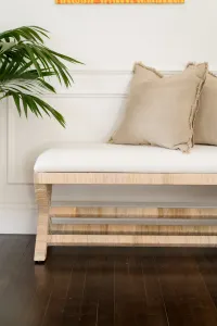 CR Renoir Natural Rattan Fabric Upholstered Bench 122cm thumbnail 3