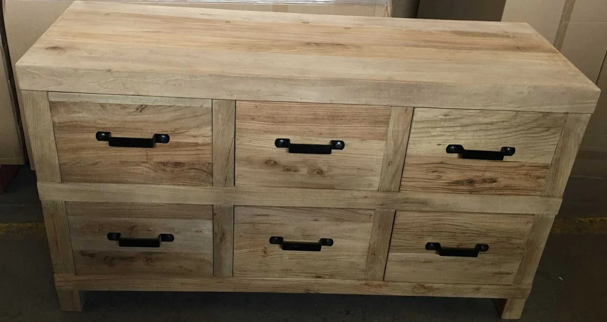 MF Industrial Iron Solid Timber 6 Drawer Sideboard