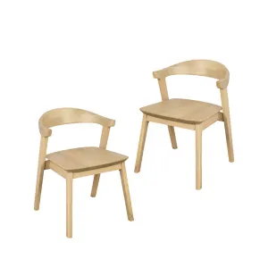CT Fynn Solid Timber Dining Chair in Natural Finish Set of 2 thumbnail 1