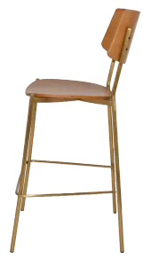 EZ Texas Brass Leg Barstool with Light Oak Veneer Back thumbnail 3