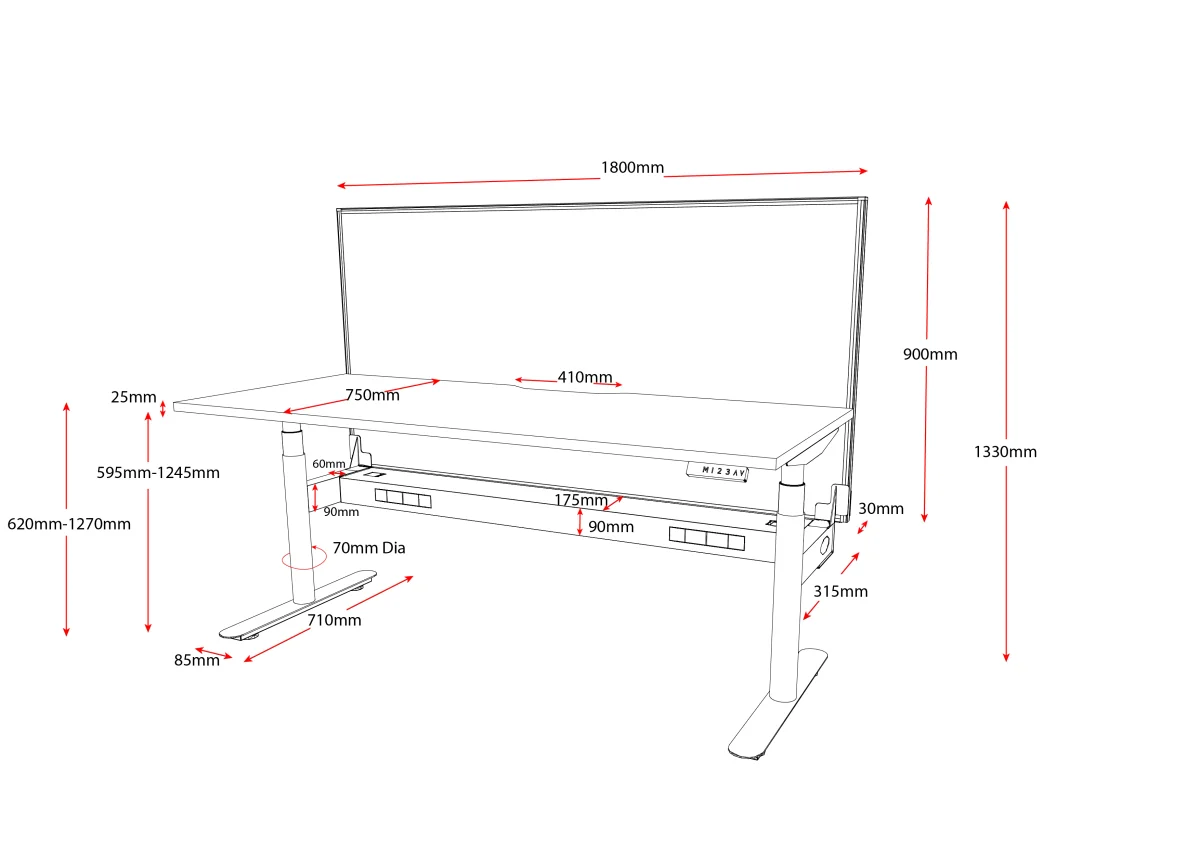 RL Halo Plus Motorized Height Adjustable Desk with SHUSH30 Screen