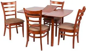 MA Jaguar 4 legs Extendable Dining Table with 4 Fabric Upholstered Chair Set thumbnail 1