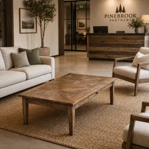 MF Parquetry Recycled Elm Timber 1 Drawer Coffee Table thumbnail 3