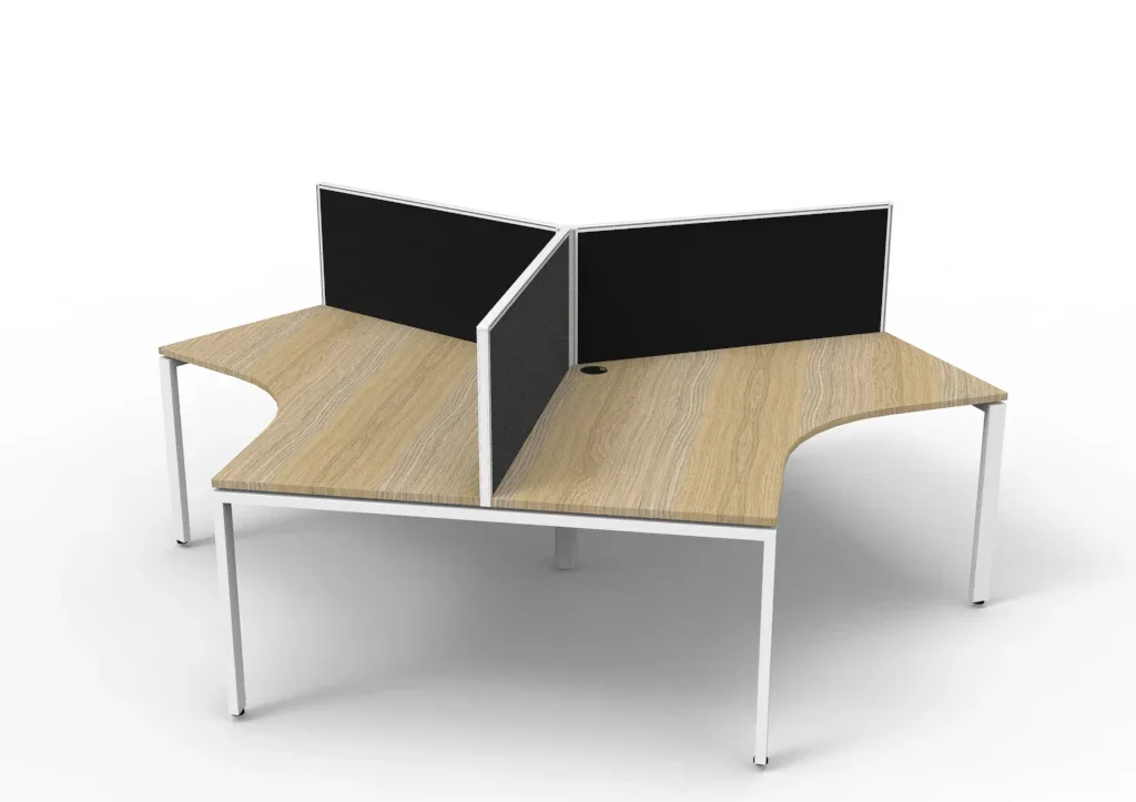 RL Infinity 120 Degree Profile Leg Workstation for 3 Users with Framed Screen