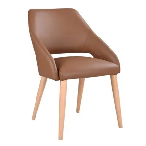 VI Rico Genuine Leather Upholstered Timber Leg Dining Chair thumbnail 1