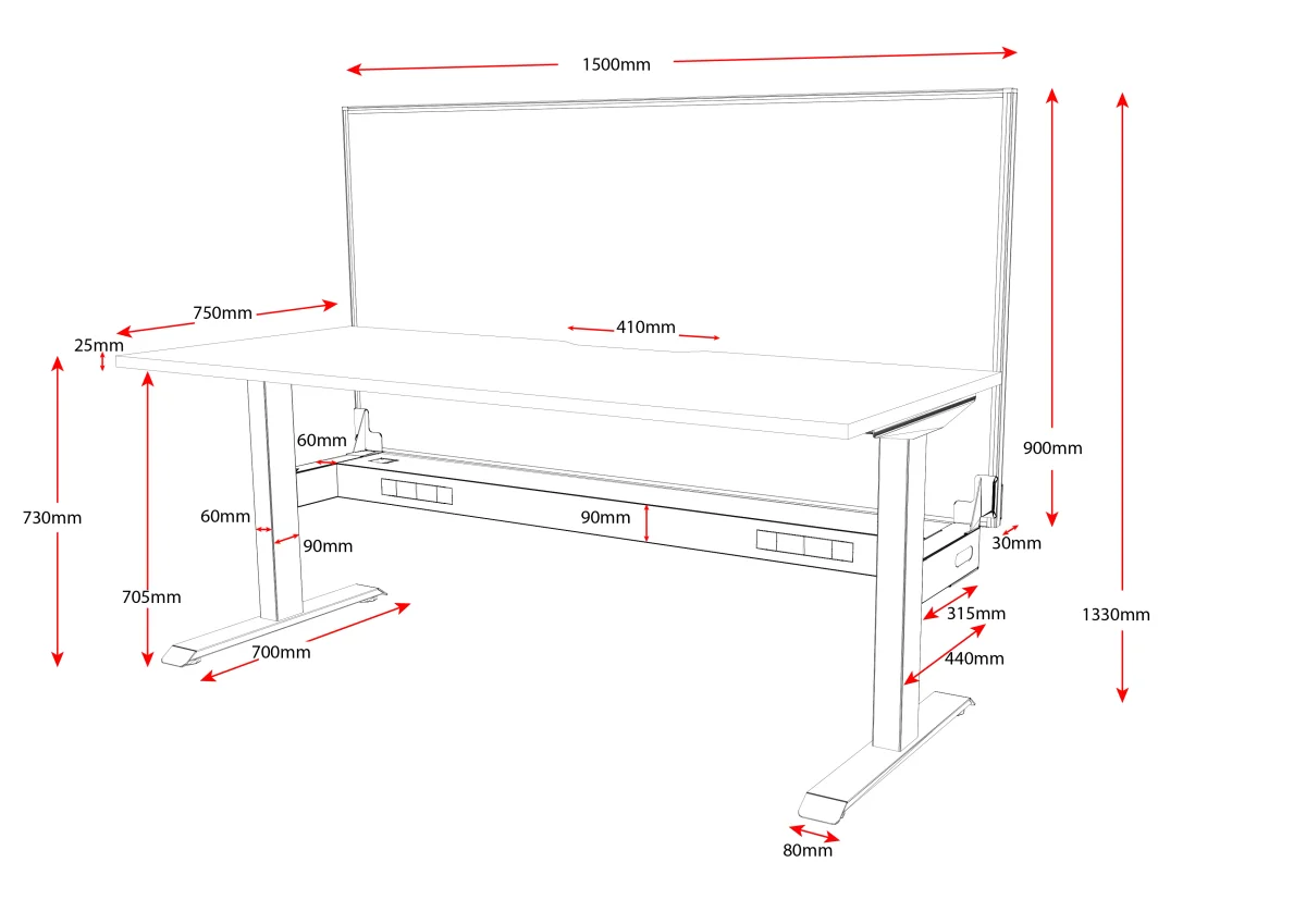 RL Boost Static Single Sided Workstation with Black Eco Panel Screen
