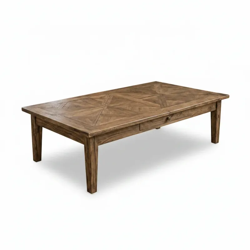 MF Parquetry Recycled Elm Timber 1 Drawer Coffee Table