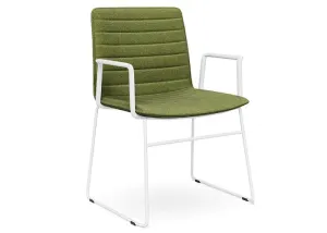 DD Nikola White Sled base Fabric Upholstered Chair with Arm Rest thumbnail 8