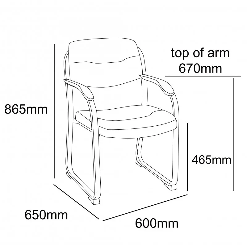 MA Morgan Bonded Leather Upholstered Metal Sled Base Visitor Armchair