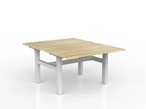 OL Agile Fixed Height Shared Desk – Oak Top with White Frame thumbnail 16