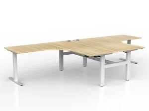 OL Agile Electric Height Adjustable 2-Column 90° Shared Desk – Oak Top White Frame thumbnail 1