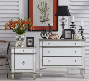 DA Antiqued Mirrored 1 Door 1 Drawer Bedside Table thumbnail 4