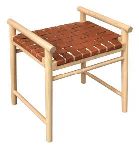 CT Elliot Oak Timber Bench with Genuine Leather Seat thumbnail 1