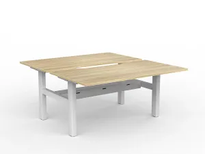 OL Agile Fixed Height Shared Desk – Oak Top with White Frame thumbnail 7