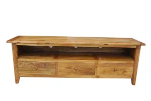 MF Honey Recycled Elm Timber 3 Drawer Entertainment Unit thumbnail 1