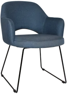 EZ Albury Black Metal Sled Base Upholstered Hospitality Dining Armchair thumbnail 16