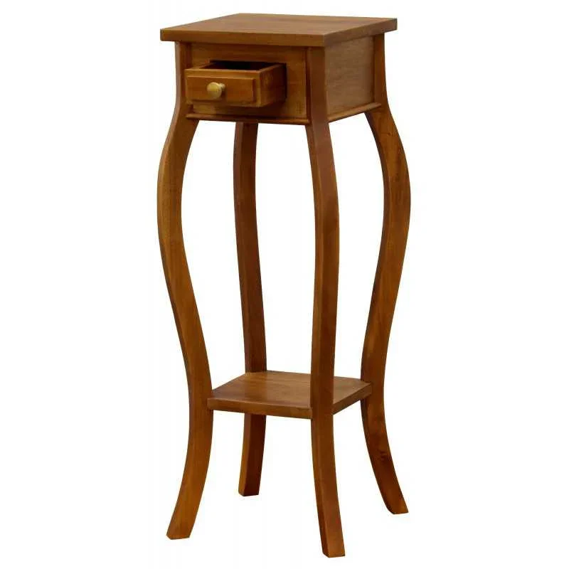 CT Queen Ann Solid Timber 1 Drawer Cabriol Leg Plant Stand