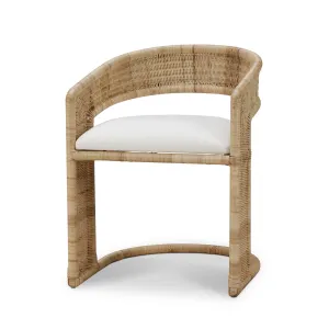 CR Hampton Natural  Rattan Fabric Seat Dining Chair thumbnail 1