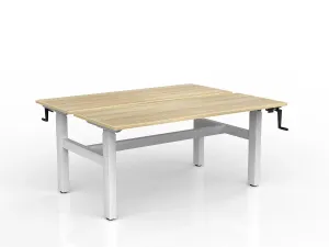 OL Agile Winder Height Adjustable Shared Desk – Oak Top with White Frame thumbnail 10
