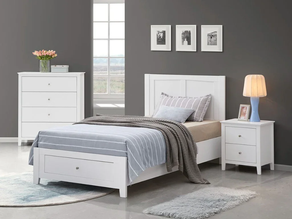 VI Lunar Solid Timber 2 Drawer Bedside Table