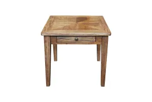 MF Parquetry Recycled Elm Timber 1 Drawer Side Table thumbnail 1