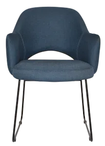EZ Albury Black Metal Sled Base Upholstered Hospitality Dining Armchair thumbnail 13