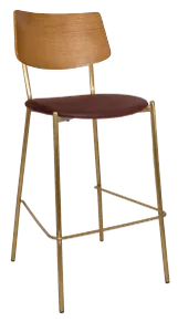 EZ Texas Brass Leg Barstool with Light Oak Veneer Back thumbnail 9