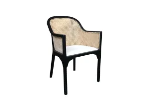 MF Selina Natural Rattan Fabric Upholstered Dining Armchair thumbnail 1