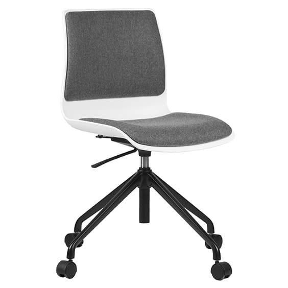 ST Pod White Plastic Shell Upholstered Boardroom Chair with Castor