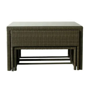 VI Monte Wicker Weaved Outdoor Nested 2 Dining Table with 4 Bench Set thumbnail 2