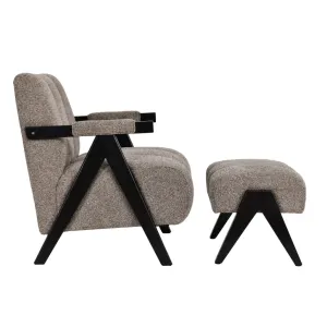 VI Atlas Fabric Upholstered Accent Chair with Footstool - Fawn & Green thumbnail 7