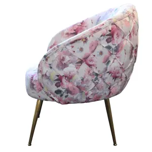 BT York Accent Chair - Diamond Tufted, Blush, Gold & Floral Deluxe Velvet thumbnail 5