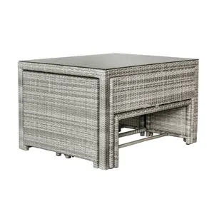 VI Monte Wicker Weaved Outdoor Nested 2 Dining Table with 4 Bench Set thumbnail 7