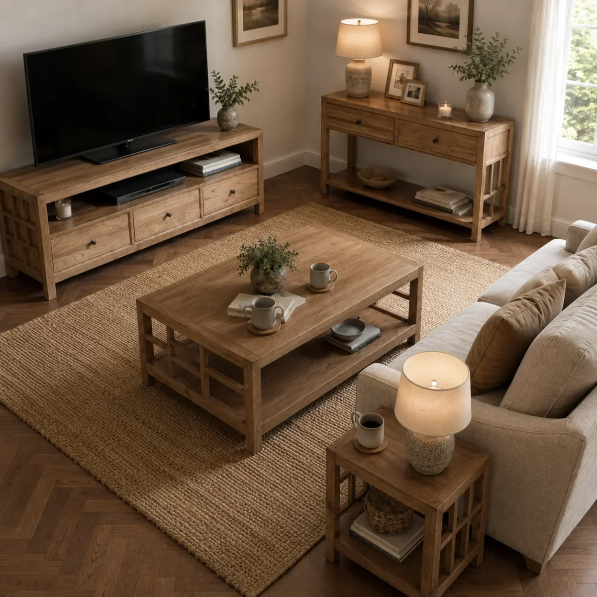 CR Evan Solid Timber Side Table with Bottom Shelf