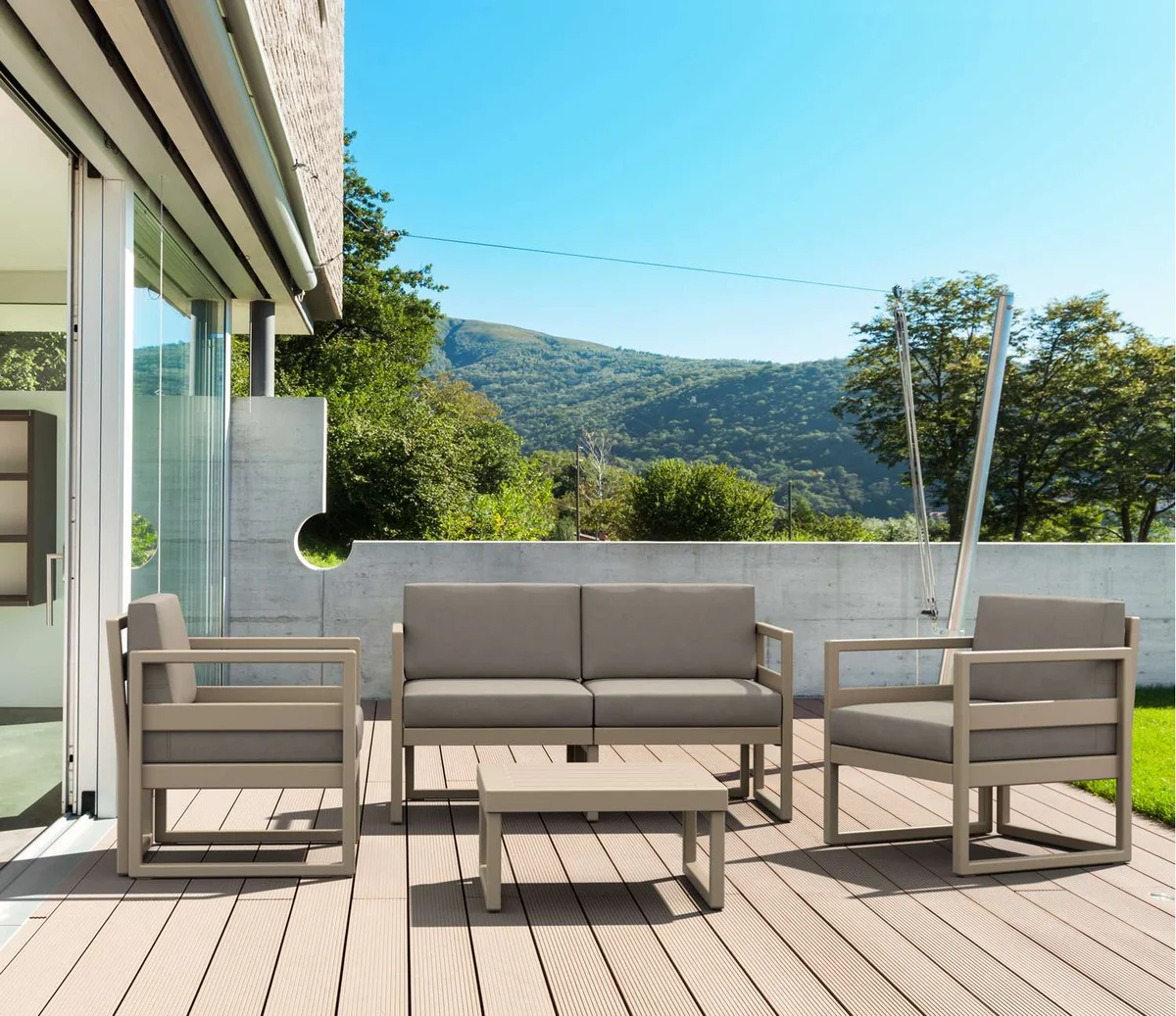 FL Mykonos Aluminium Hospitality Outdoor 4 Seater Lounge Set with Cushion