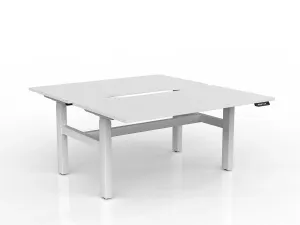 OL Agile 2 Column Electric Height Adjustable Shared Desk White Top White Frame thumbnail 20