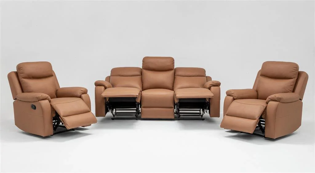 VI William Fabric 3 Seater with 2 Single Seater Recliner Lounge