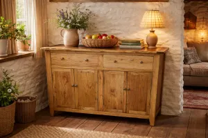 MF Honey Recycled Elm Timber 2 Drawer 4 Door Buffet - 140cm thumbnail 2