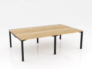 OL Axis Stretch 4 Person Double Sided Desk – Oak Top with Black Frame thumbnail 5
