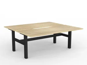OL Agile Fixed Height Shared Desk – Oak Top with Black Frame thumbnail 2