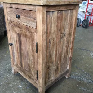 MF Recycled Elm Timber 1 Drawer 1 Door Bedside Cabinet thumbnail 6