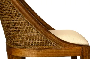 CR Alabama Timber Framed Rattan Back Fabric Seat Dining Chair thumbnail 8