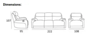EL Arias Fabric Upholstered 3 Seater + 2 Single Seater Recliner Sofa Set thumbnail 5