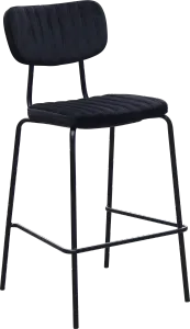 FL Tiramisu Velvet Upholstered Black Metal Frame Hospitality Barstool thumbnail 4