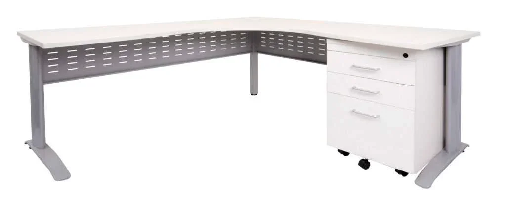 RL Span White Corner Workstations